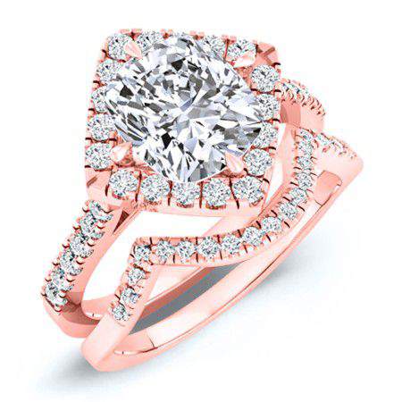 Cattleya Cushion Moissanite Bridal Set rosegold