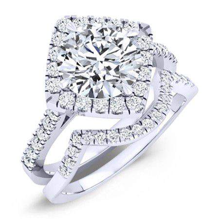 Cattleya Round Moissanite Bridal Set whitegold