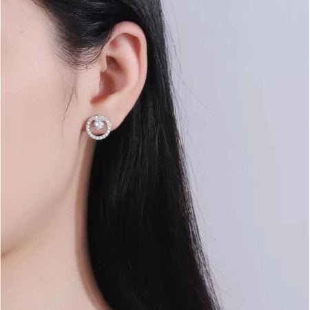 Charlie Round Moissanite Earrings whitegold