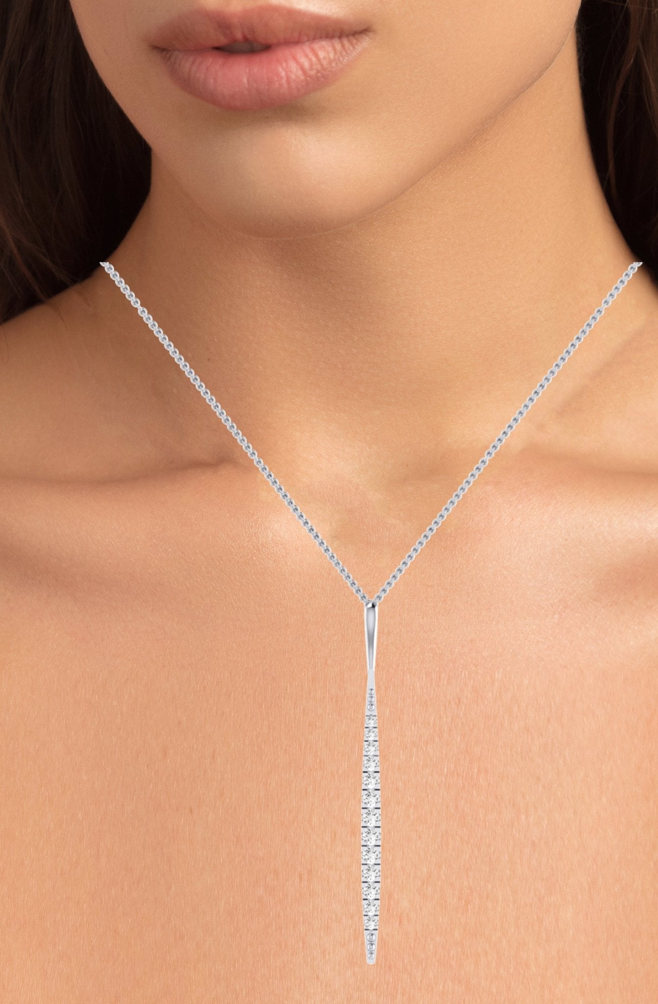 Cheer Tapering Moissanite Accented Necklace whitegold
