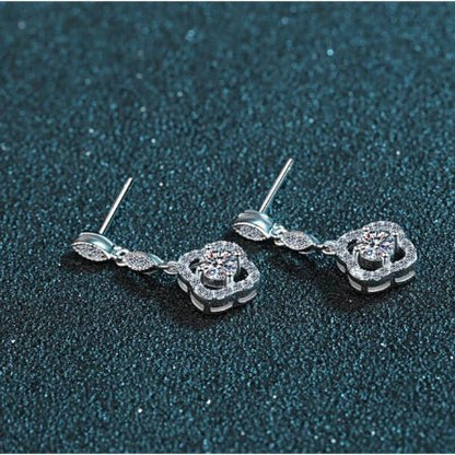 Chris Round Moissanite Dangling Earrings whitegold