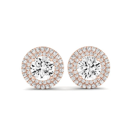 Cerise Princess Cut Diamond Halo Stud Earrings