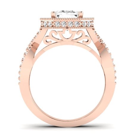 Clover Diamond Matching Band Only ( Engagement Ring Not Included) For Ring With Emerald Center rosegold