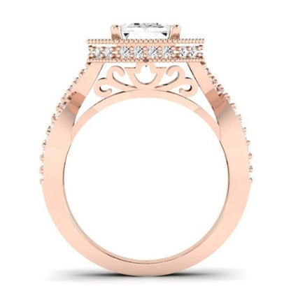 Clover Diamond Matching Band Only ( Engagement Ring Not Included) For Ring With Emerald Center rosegold
