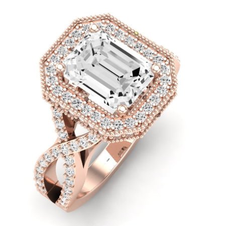 Clover Diamond Matching Band Only ( Engagement Ring Not Included) For Ring With Emerald Center rosegold