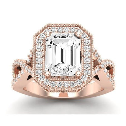 Clover Diamond Matching Band Only ( Engagement Ring Not Included) For Ring With Emerald Center rosegold