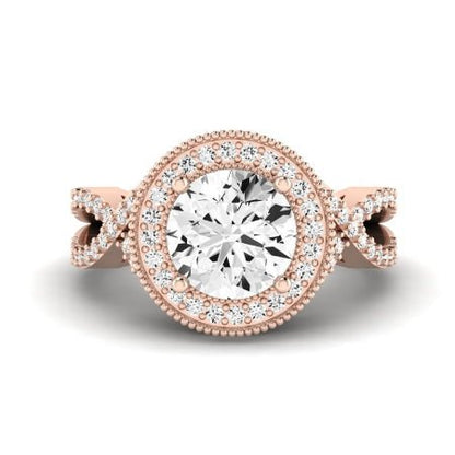 Clover Diamond Matching Band Only ( Engagement Ring Not Included)  For Ring With Round Center rosegold