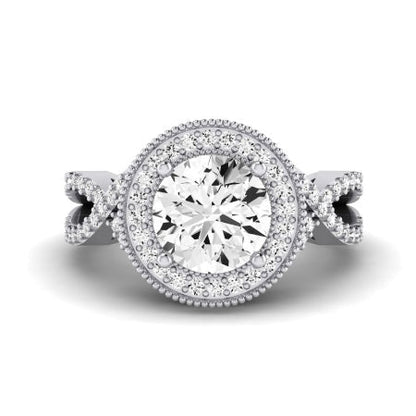 Clover Diamond Matching Band Only ( Engagement Ring Not Included)  For Ring With Round Center whitegold