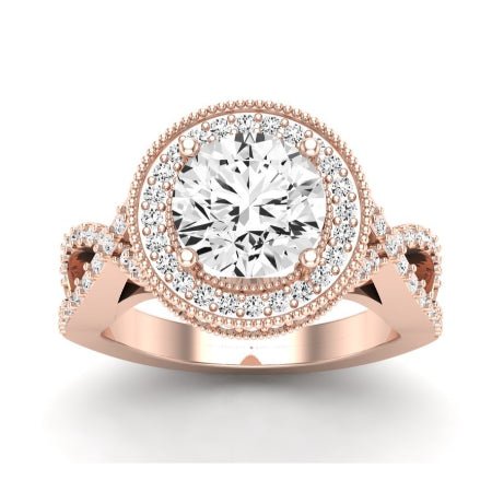 Clover Diamond Matching Band Only ( Engagement Ring Not Included)  For Ring With Round Center rosegold