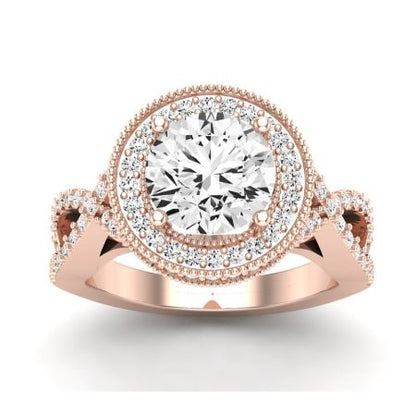 Clover Diamond Matching Band Only ( Engagement Ring Not Included)  For Ring With Round Center rosegold