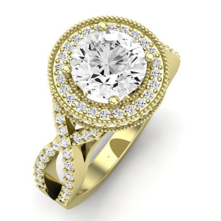 Clover Diamond Matching Band Only ( Engagement Ring Not Included)  For Ring With Round Center yellowgold