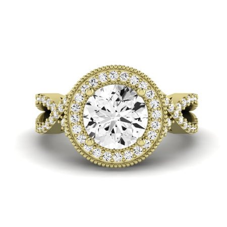 Clover Diamond Matching Band Only ( Engagement Ring Not Included)  For Ring With Round Center yellowgold