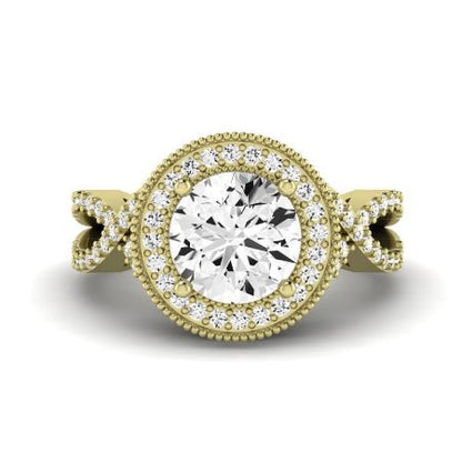 Clover Diamond Matching Band Only ( Engagement Ring Not Included)  For Ring With Round Center yellowgold