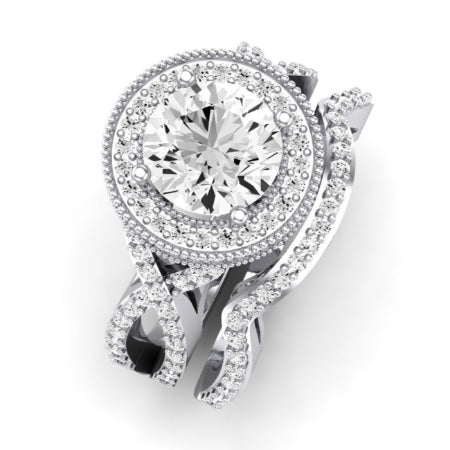 Clover Diamond Matching Band Only ( Engagement Ring Not Included)  For Ring With Round Center whitegold