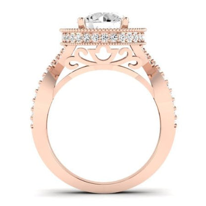 Clover Diamond Matching Band Only ( Engagement Ring Not Included)  For Ring With Round Center rosegold