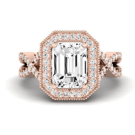Clover Emerald Moissanite Bridal Set rosegold