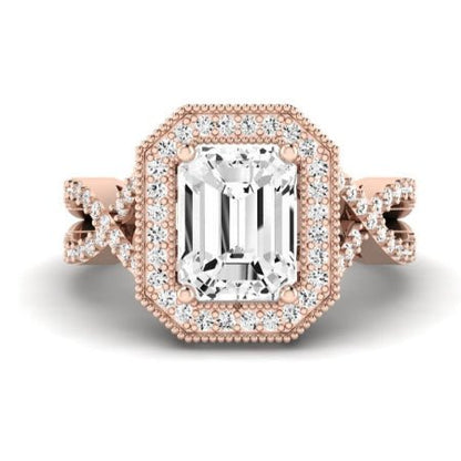 Clover Emerald Moissanite Bridal Set rosegold
