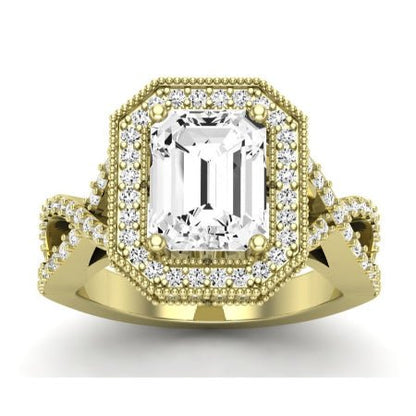 Clover Emerald Moissanite Bridal Set yellowgold