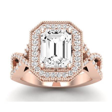 Clover Emerald Moissanite Bridal Set rosegold
