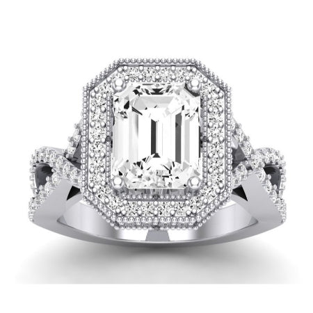 Clover Emerald Moissanite Bridal Set whitegold