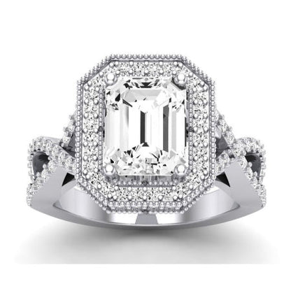 Clover Emerald Moissanite Bridal Set whitegold
