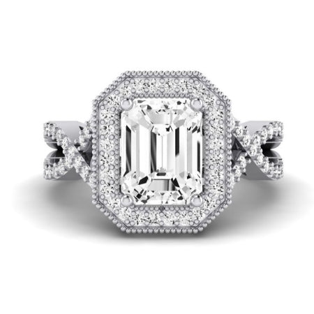 Clover Emerald Moissanite Bridal Set whitegold