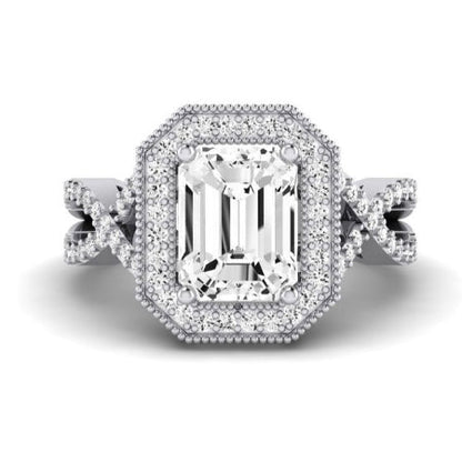 Clover Emerald Moissanite Bridal Set whitegold
