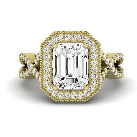 Clover Emerald Moissanite Bridal Set yellowgold
