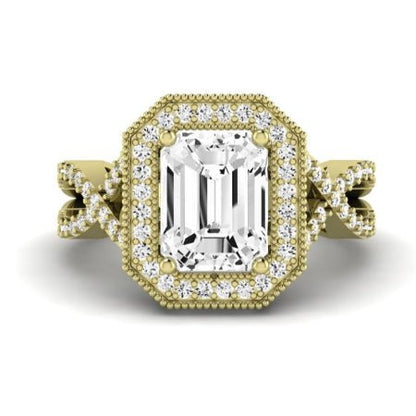 Clover Emerald Moissanite Bridal Set yellowgold