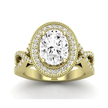 Clover Diamond Matching Band Only ( Engagement Ring Not Included)  For Ring With Oval Center yellowgold