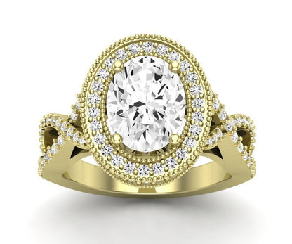 Clover Oval Diamond Engagement Ring (Lab Grown Igi Cert) yellowgold