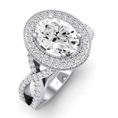 Clover Oval Moissanite Bridal Set whitegold