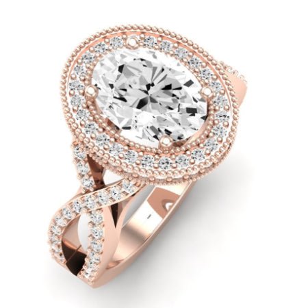Clover Oval Moissanite Bridal Set rosegold