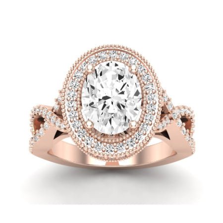 Clover Oval Moissanite Bridal Set rosegold