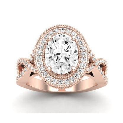 Clover Oval Moissanite Bridal Set rosegold