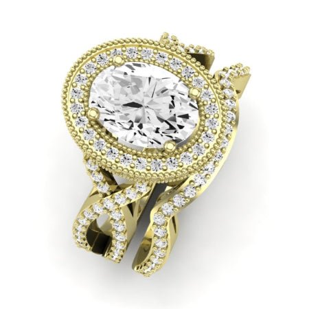 Clover Oval Moissanite Bridal Set yellowgold