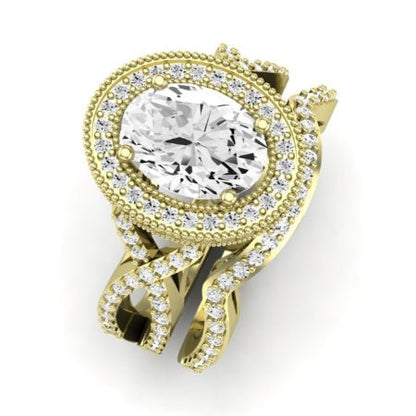 Clover Oval Moissanite Bridal Set yellowgold