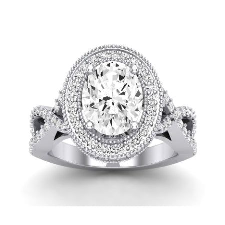 Clover Oval Moissanite Bridal Set whitegold