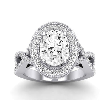 Clover Oval Moissanite Bridal Set whitegold