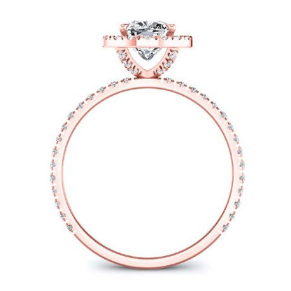 Columbine Cushion Moissanite Bridal Set rosegold