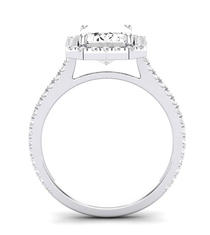Columbine Emerald Diamond Engagement Ring (Lab Grown Igi Cert) whitegold