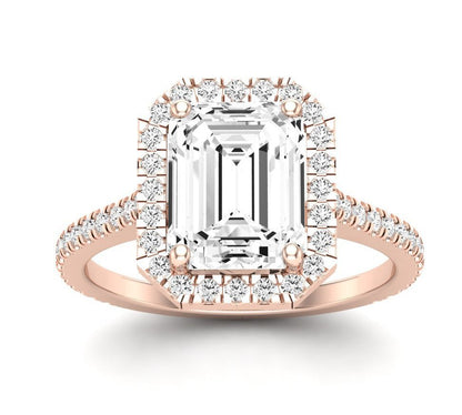 Columbine Emerald Diamond Engagement Ring (Lab Grown Igi Cert) rosegold