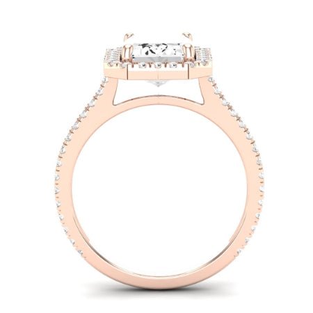 Columbine Emerald Moissanite Bridal Set rosegold