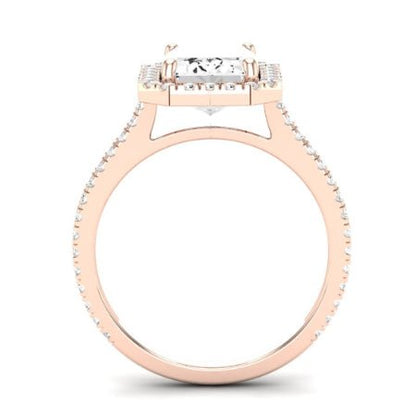 Columbine Emerald Moissanite Bridal Set rosegold