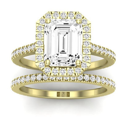 Columbine Emerald Moissanite Bridal Set yellowgold