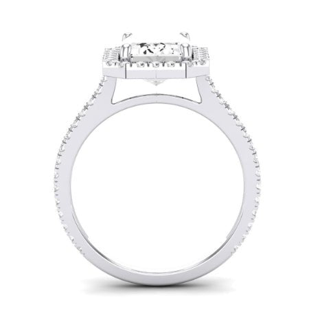 Columbine Emerald Moissanite Bridal Set whitegold