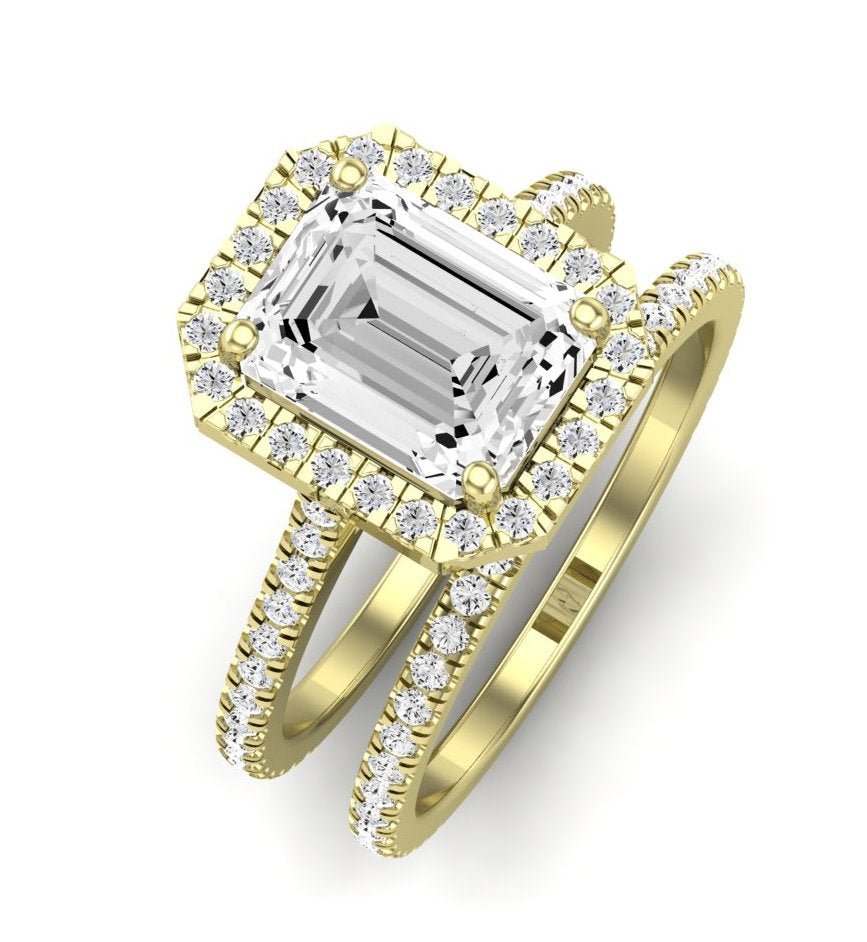 Columbine Emerald Moissanite Bridal Set yellowgold