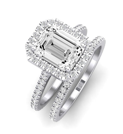Columbine Emerald Moissanite Bridal Set whitegold