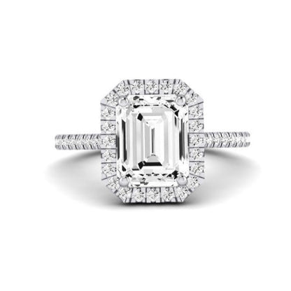 Columbine Emerald Moissanite Bridal Set whitegold