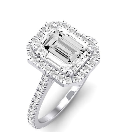 Columbine Emerald Moissanite Engagement Ring whitegold